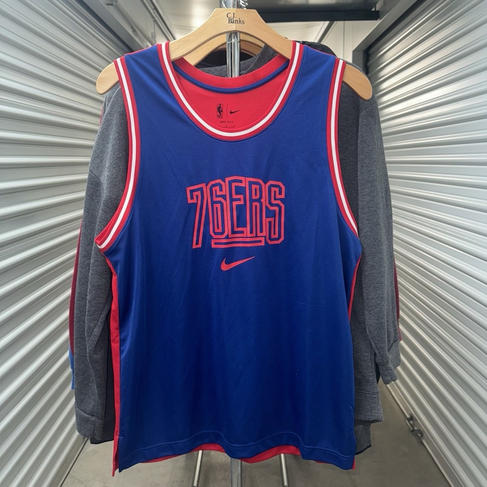 Blue and Red Nike NBA Philadelphia 76ers Jersey Size Large